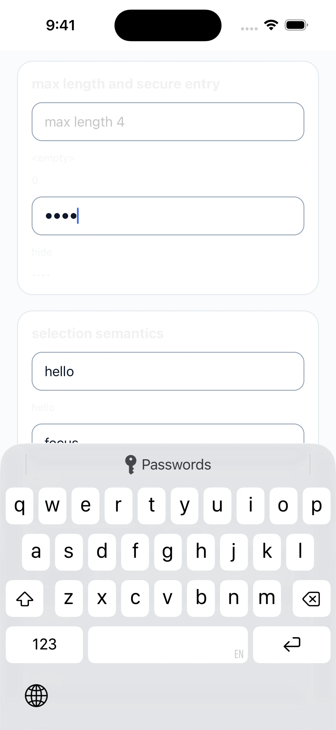 TextInputMatrixCase iOS
