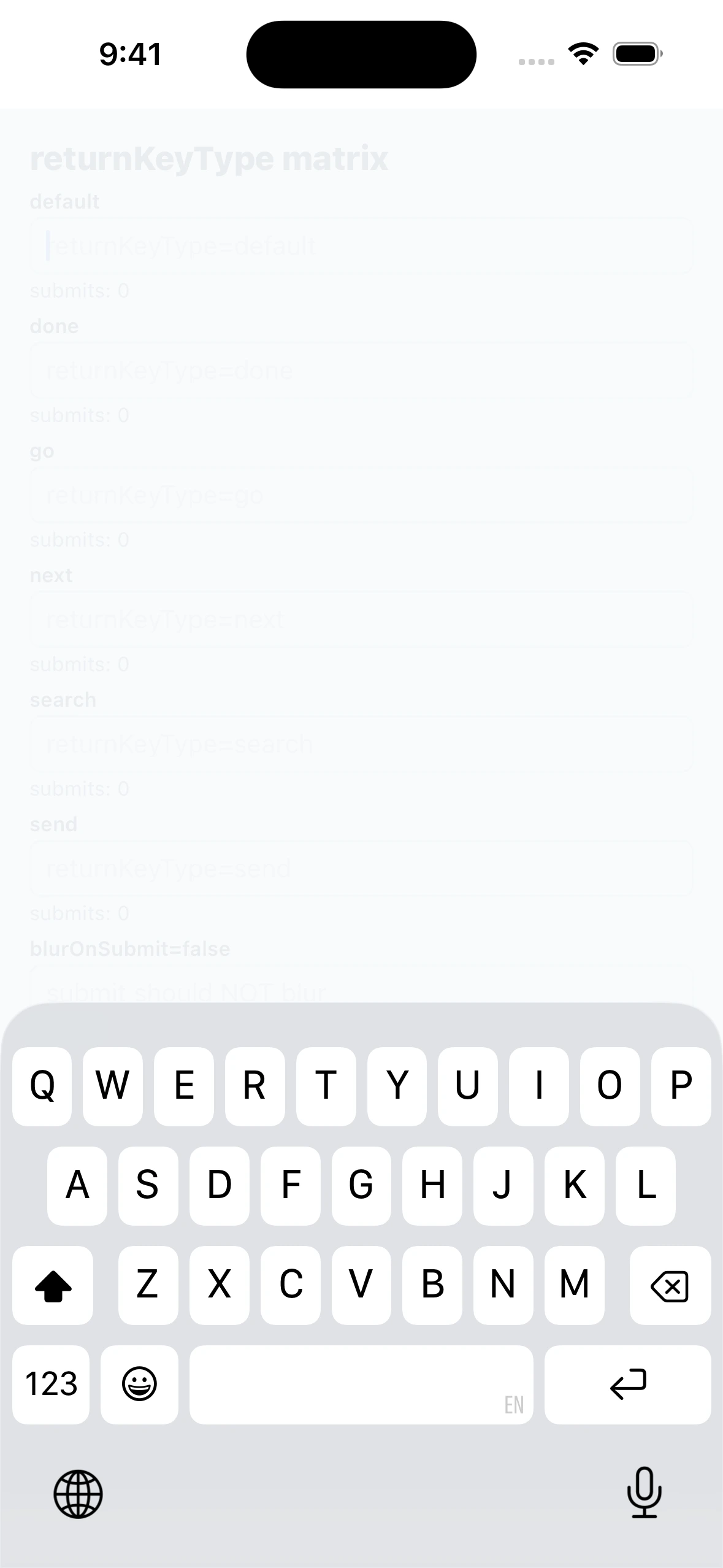 TextInputReturnKeyCase iOS