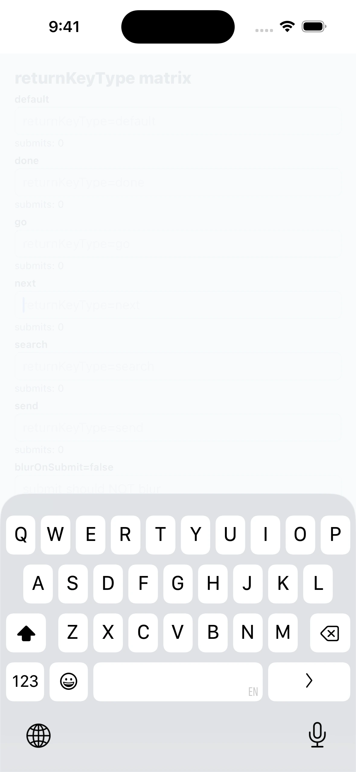 TextInputReturnKeyCase iOS
