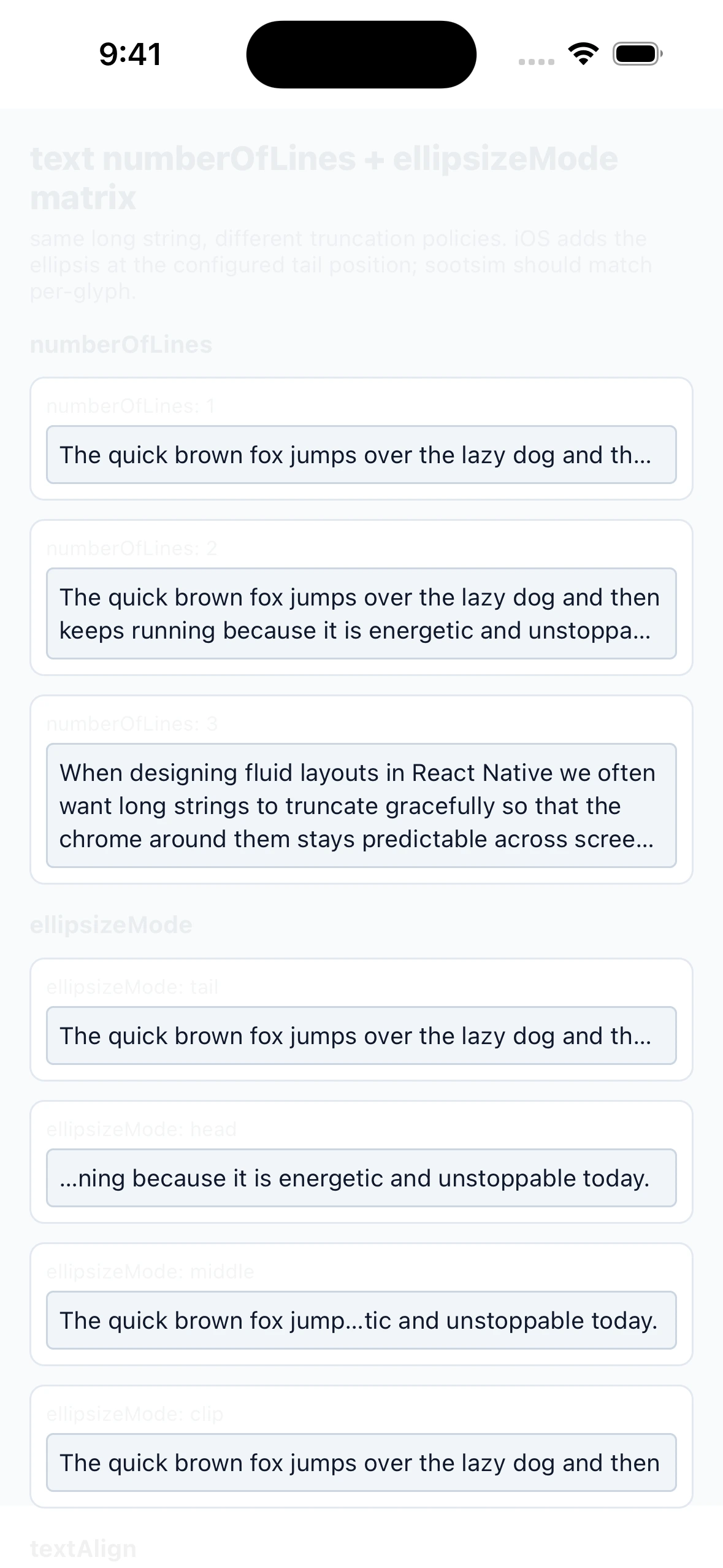 TextNumberOfLinesMatrixCase iOS