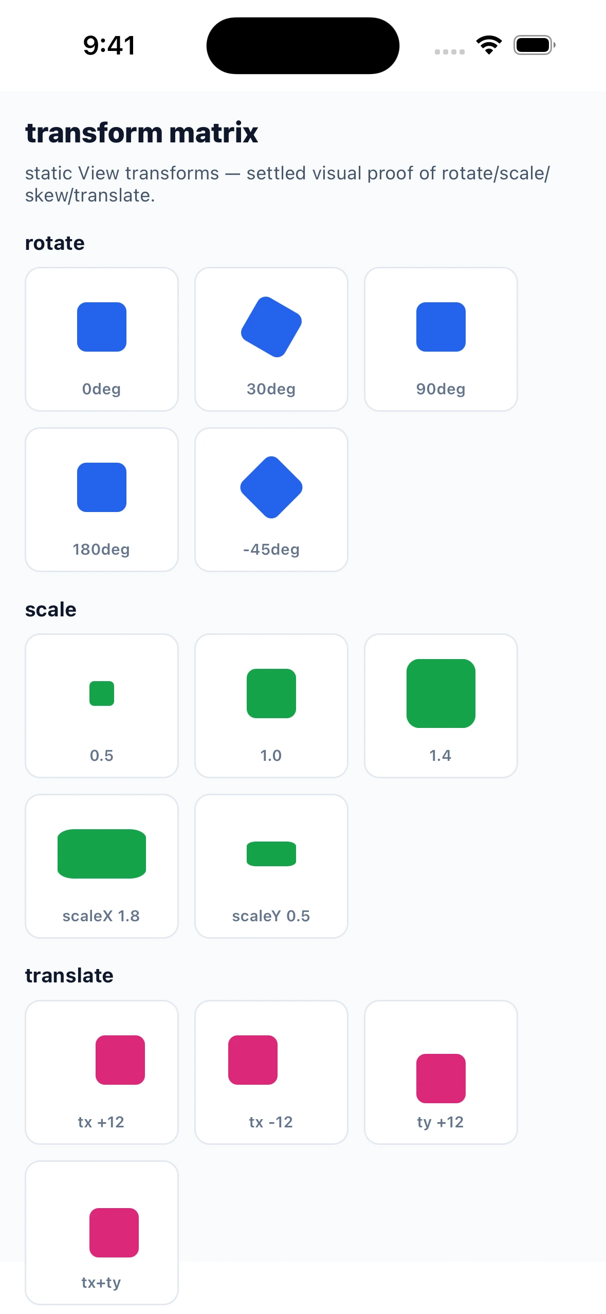 TransformMatrixCase iOS